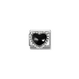 Nomination Classic Silver Enamel Black Heart Charm