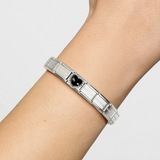 Nomination Classic Silver Enamel Black Heart Charm