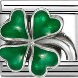 Nomination Classic Silver Enamel Green Clover Charm
