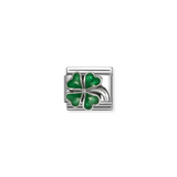 Nomination Classic Silver Enamel Green Clover Charm