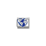 Nomination Classic Silver Enamel Love Travel World Heart Charm