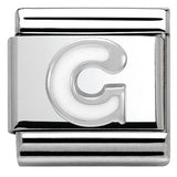 Nomination Classic Silver Enamel White Initial Charm SALE