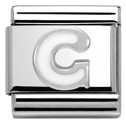 Nomination Classic Silver Enamel White Initial Charm SALE