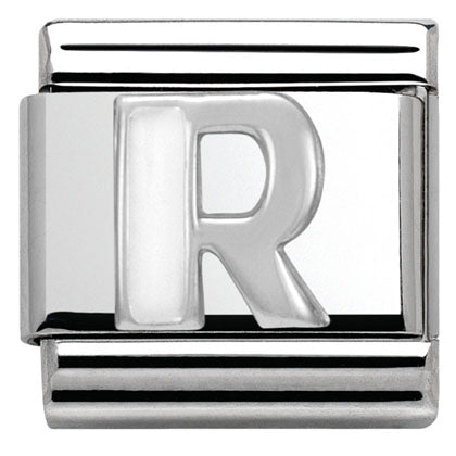 Nomination Classic Silver Enamel White Initial Charm SALE