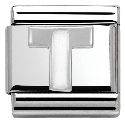 Nomination Classic Silver Enamel White Initial Charm SALE