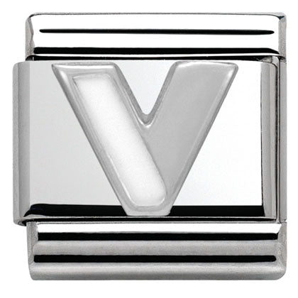 Nomination Classic Silver Enamel White Initial Charm SALE