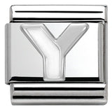 Nomination Classic Silver Enamel White Initial Charm SALE