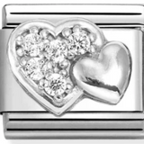 Nomination Classic Silver CZ Double Heart Charm