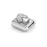 Nomination Classic Silver CZ Double Heart Charm