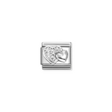 Nomination Classic Silver CZ Double Heart Charm
