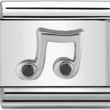 Nomination Classic Silver CZ Black Music Note Charm