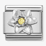 Nomination Classic Silver CZ Yellow Daffodil Charm