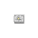 Nomination Classic Silver CZ Yellow Daffodil Charm