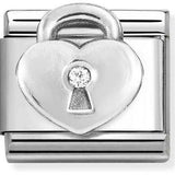 Nomination Classic Silver CZ Heart Padlock Charm