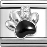Nomination Classic CZ Enamel Black Paw Print Charm