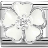 Nomination Classic CZ Enamel White Blossom Charm