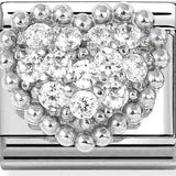Nomination Classic CZ Pavé Beaded Heart Charm
