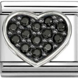 Nomination Classic CZ Black Heart Charm