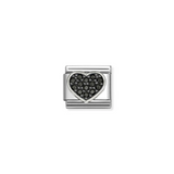 Nomination Classic CZ Black Heart Charm