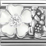 Nomination Classic CZ Enamel White Flowers Charm