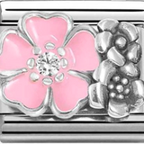 Nomination Classic CZ Enamel Pink Flowers Charm