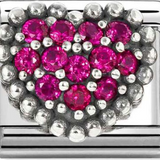 Nomination Classic CZ Red Pavé Beaded Heart Charm