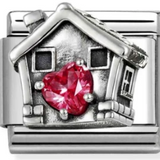 Nomination Classic CZ Red Pavé House with Heart Charm