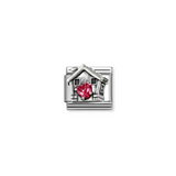 Nomination Classic CZ Red Pavé House with Heart Charm