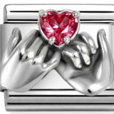 Nomination Classic CZ Red Pavé Hands with Heart Charm