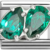 Nomination Classic CZ Green Luxe Pear Shape Duo Charm