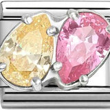 Nomination Classic CZ Yellow Pink Luxe Pear Shape Duo Charm