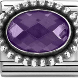 Nomination Classic Silver CZ Vintage Effect Oval Purple Charm