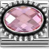 Nomination Classic Silver CZ Vintage Effect Oval Pink Charm