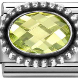 Nomination Classic Silver CZ Vintage Effect Oval Lime Green Charm