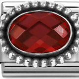 Nomination Classic Silver CZ Vintage Effect Oval Red Charm