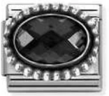 Nomination Classic Silver CZ Vintage Effect Oval Black Charm