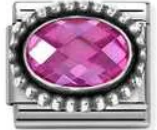 Nomination Classic Silver CZ Vintage Effect Oval Fuchsia Pink Charm