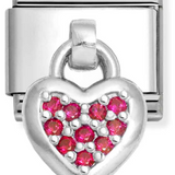 Nomination Classic Silver CZ Red Heart Drop Charm