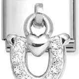 Nomination Classic Silver CZ Horseshoe Drop Charm