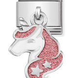 Nomination Classic Silver Enamel Glitter Unicorn Drop Charm