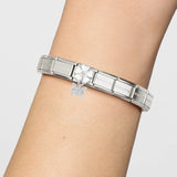 Nomination Classic Silver Enamel White Flower Butterfly Drop Charm