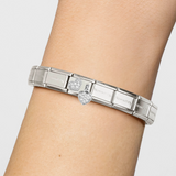 Nomination Classic Silver CZ Pavé Double Heart Drop Charm