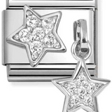 Nomination Classic Silver CZ Pavé Double Star Drop Charm