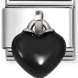 Nomination Classic Silver Enamel Black Heart Charm