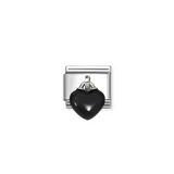 Nomination Classic Silver Enamel Black Heart Charm