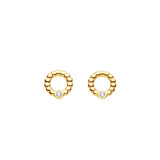 Dew Gold Plated Beaded Open Circle CZ Stud Earrings