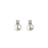 Dew Mini Freshwater Pearl CZ Stud Earrings 4mm