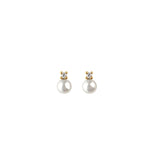 Dew Gold Plated Mini Freshwater Pearl CZ Stud Earrings 4mm
