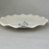Platinum Diamond Pear Shape Toi Et Moi Two Stone Sparkle Shoulder Ring 1.08ct