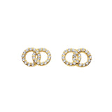 Dew Small Circle Link CZ Stud Earrings